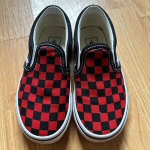 Vans Kids Slip-On Checkerboard Sneakers - Red & Black